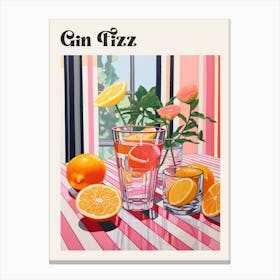 Gin Fizz Retro Cocktail Poster Canvas Print