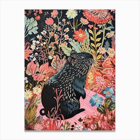 Floral Animal Painting Guinea Pig 3 Canvas Print
