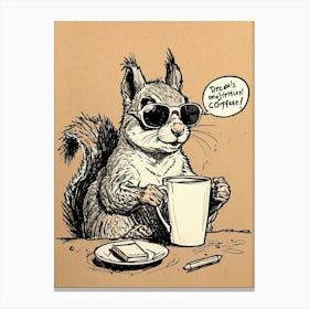 Squirrel Drinking Coffee 1 Canvas Print