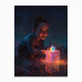 Child Playing With A Light Box Canvas Print