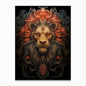 Lion Art Painting Naive Style 3 Canvas Print