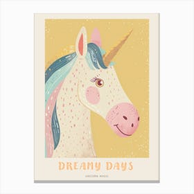 Pastel Storybook Style Unicorn 5 Poster Canvas Print