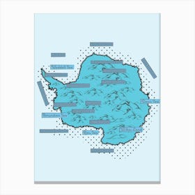 Antarctica Map Canvas Print