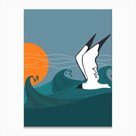 Seagull Flying Over The Ocean 1 Canvas Print