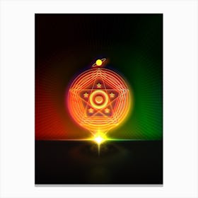 Neon Geometric Glyph in Watermelon Green and Red on Black n.0281 Canvas Print