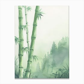 Bamboo Tree Atmospheric Watercolour Painting 1 Canvas Print