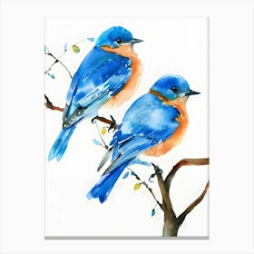 Bluebirds Colorful Illustration Canvas Print