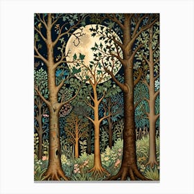 William Morris Rose Full Moon In The Forest Canvas Print