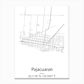 Pajacuaran,Mexico Minimalist Map Stampe su tela