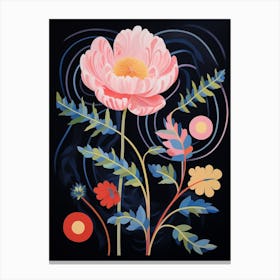 Peony 3 Hilma Af Klint Inspired Flower Illustration Canvas Print