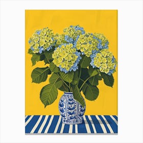 Hydrangea Flowers On A Table   Contemporary Illustration 4 Canvas Print