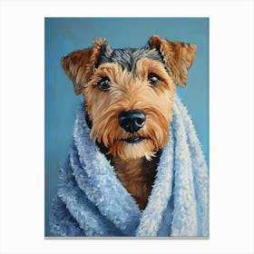 Terrier In Bath Towel 1 Canvas Print