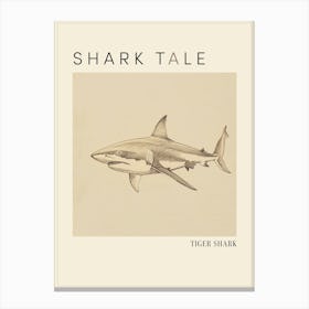 Tiger Shark Vintage Illustration 4 Poster Canvas Print