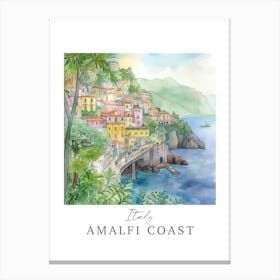 Italy	Amalfi Coast Storybook 2 Travel Poster Watercolour Canvas Print