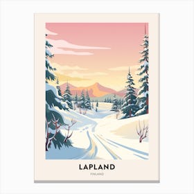 Vintage Winter Travel Poster Lapland Finland 5 Canvas Print