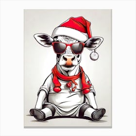 Cow Christmas Hat Canvas Print
