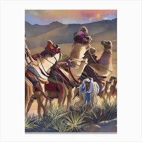 Camels In The Desert 7 Canvas Print