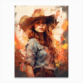 Cowgirl Impressionism Style 1 Canvas Print
