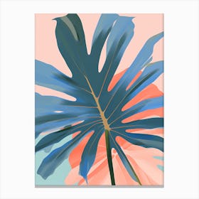 Tropical Leaf Simple Minimalist Abstract Art 2d Painting Sharp Details Cerulean Blue 007ba7 934556761 Canvas Print