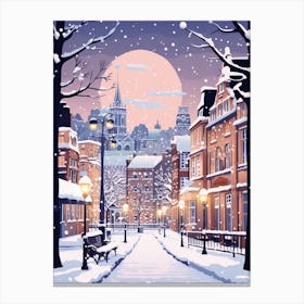Winter Travel Night Illustration Newcastle United Kingdom 3 Canvas Print