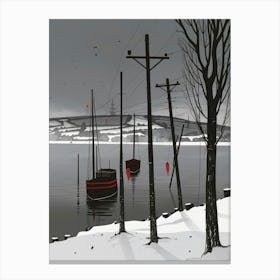 Boats In The Snow Canvas Print