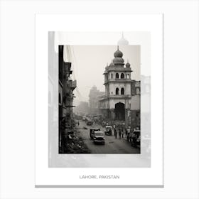 Poster Of Lahore, Pakistan, Black And White Old Photo 3 Canvas Print