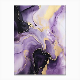 Lilac, Black, Gold Flow Asbtract Painting 1 Canvas Print