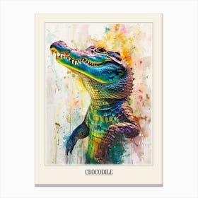 Crocodile Colourful Watercolour 4 Poster Canvas Print