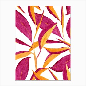 Ruby And Golden Leaves Canvas Print