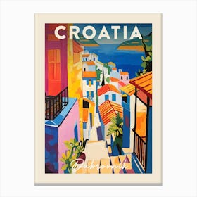 Dubrovnik Croatia 4 Fauvist Painting  Travel Poster Canvas Print