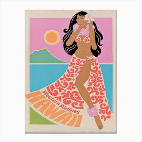 Hawaii Hula Girl Retro Vintage Poster Canvas Print