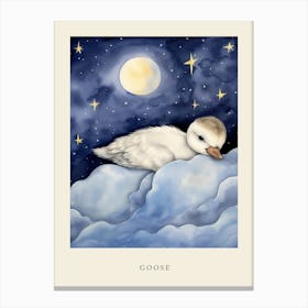 Baby Goose 1 Sleeping In The Clouds Nursery Poster Canvas Print
