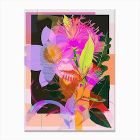 Asters 3 Neon Flower Collage Canvas Print