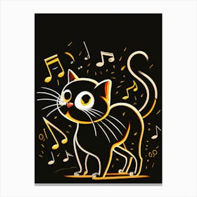 Cat With Music Notes 19 Canvas Print