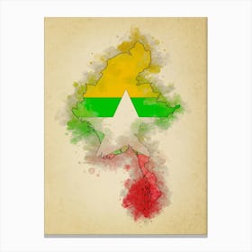 Myanmar Flag Vintage Canvas Print