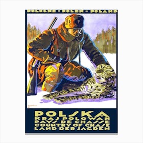 Hunting In Polska, Vintage Travel Poster Canvas Print