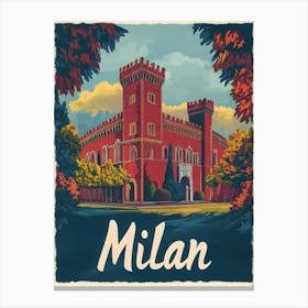 Aihrgdesign A Retro Travel Poster For Milan 2 Canvas Print