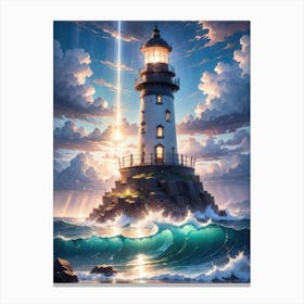 A Lighthouse In The Middle Of The Ocean 52 Canvas Print