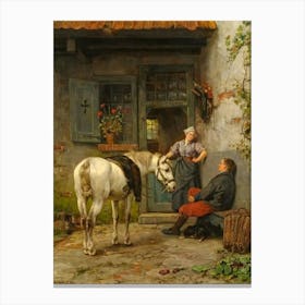 Woman And A Horse Canvas Print