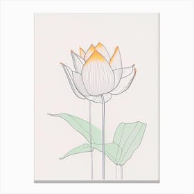 Lotus Flower In Garden Minimal Line Drawing 5 Canvas Print