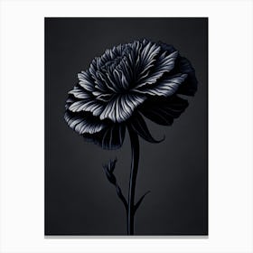 A Carnation In Black White Line Art Vertical Composition 34 Canvas Print
