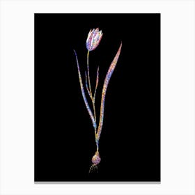 Stained Glass Lady Tulip Mosaic Botanical Illustration on Black Canvas Print