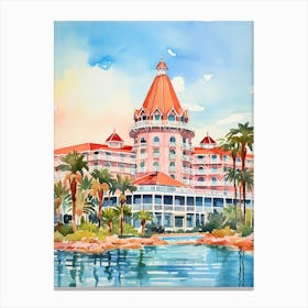 Hotel Del Coronado   Coronado, California   Resort Storybook Illustration 3 Canvas Print