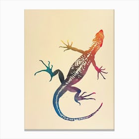 Colourful Rainbow Lizard Block Print 4 Canvas Print