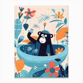 Gorilla Art In Bath Cartoon Nursery Illustration 2 Canvas Print