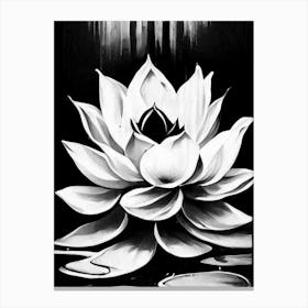 Lotus Flower, Symbol, Third Eye Black & White 1 Canvas Print