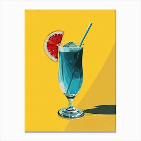 Blue Lagoon Coctail, Yellow Fon, Minimalism Canvas Print