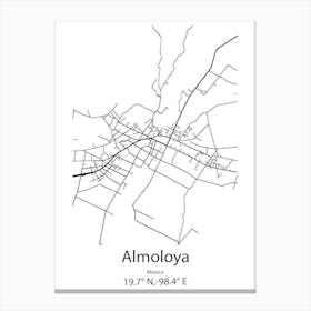 Almoloya Del Rio,Mexico Minimalist Map Canvas Print