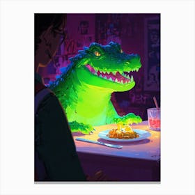 Alligator At The Table Canvas Print