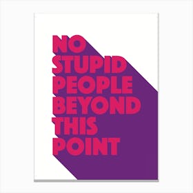 No Stupid People Beyond This Point Canvas Print